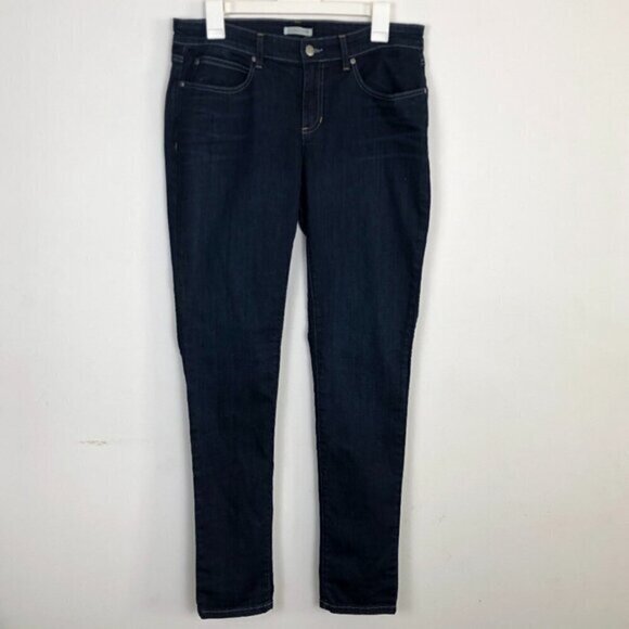 Eileen Fisher Skinny Mid Rise Jeans Women's Size 8 Dark Blue Wash‎ Jeans Organic - Picture 1 of 7